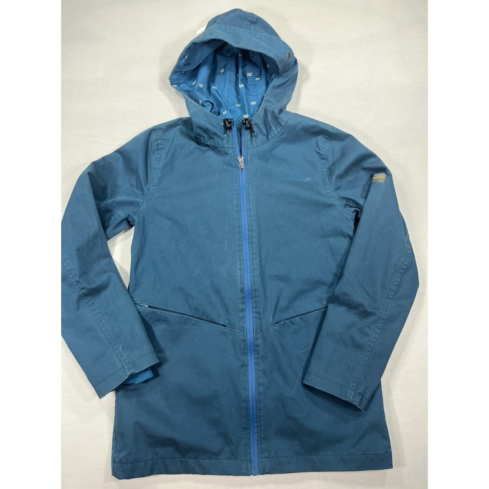 CAT Womens Workwear Hooded Jacket Blue H2O Defender Insulated Coat XS 1310083
